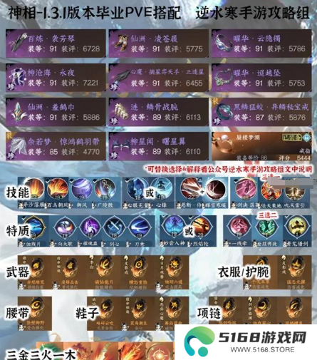 《逆水寒手游》1.3.1全职业PVE毕业配装分享