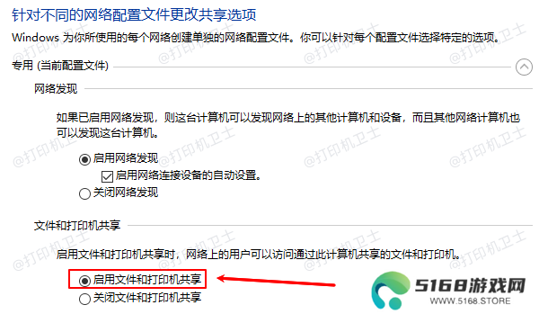 启用文件和打印机共享
